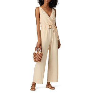 Wish Frida Cream V-Neck Sleeveless Jumpsuit Women's Size Medium M